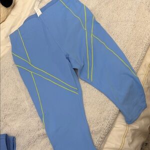 Fabletics Kids Blue Leggings with Lime Accents
